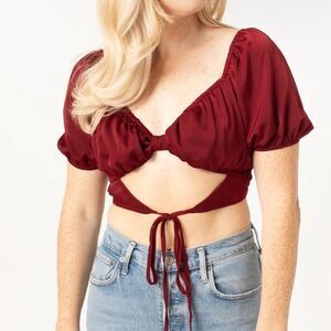 Pretty Garbage front tie cutout crop top size Medium